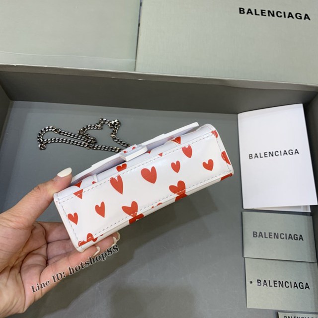 Balenciaga專櫃爆款手提女包 巴黎世家白色平紋桃心mini Hourglass沙漏包 fyj1006